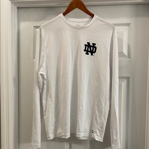 White Long Sleeve Notre Dame Performance T- Shirt Large